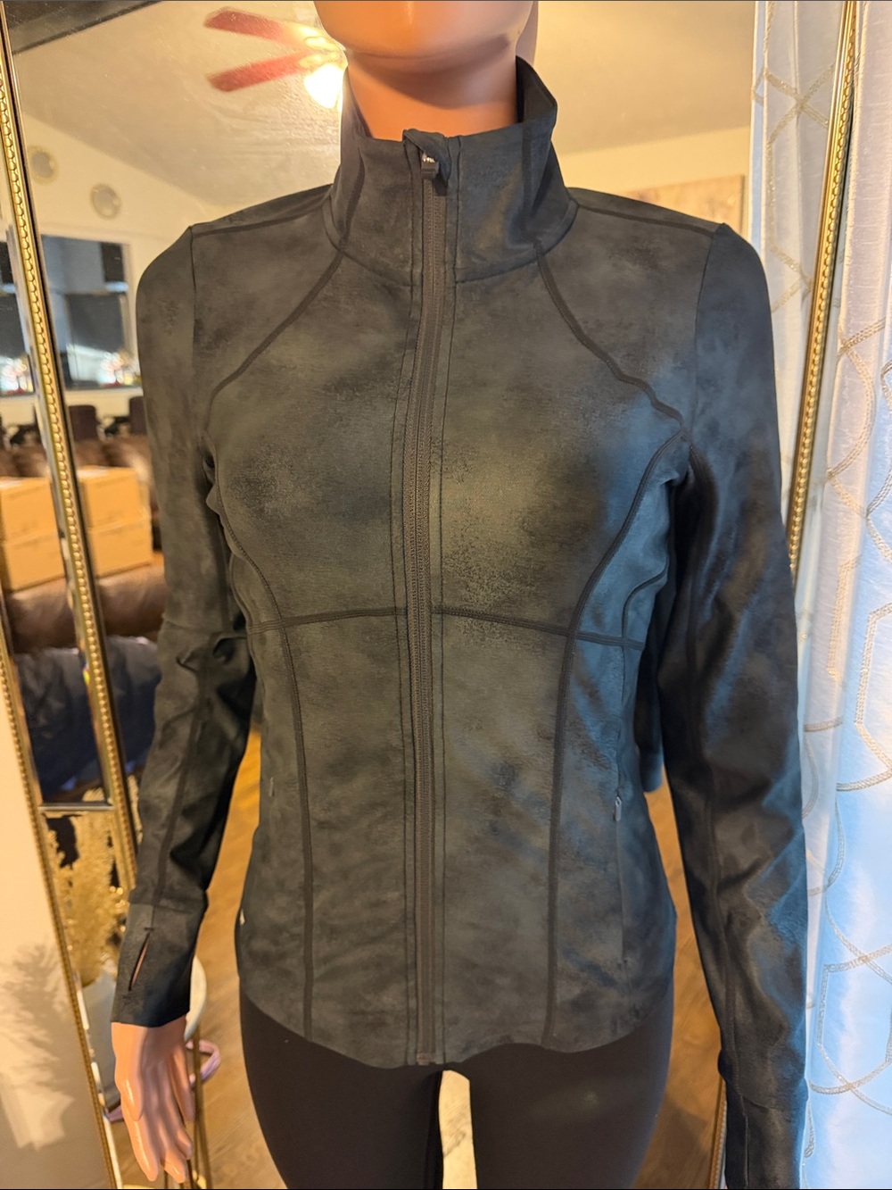Fabletics Black Faux-Suede Zip-Up Jacket